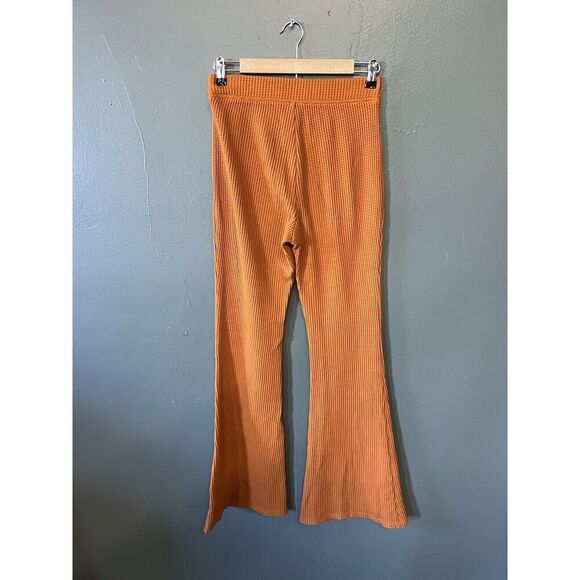 Aerie Womens Orange Knit Flared Legging Pants Size Small Long - Picture 2 of 3